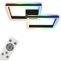 Briloner FRAME BACK - Wand- & plafondlamp - 3753015 - Incl. afstandsbediening - CCT kleurtemperatuurregeling - RGB kleurwisseling - RGB achtergrondverlichting - 64 x 64 x 10 cm