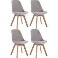 CLP Borneo Set van 4 eetkamerstoelen - Fluweel grijs natura