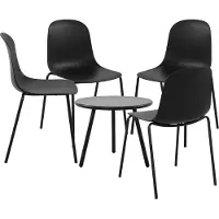 CLP Mindin tuinset - voor de tuin - loungeset - Set van tafel Minot en 4 x stoel Hardin - UV-bestendig - Tuinmeubelen - zwart