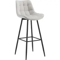 CLP Dartford Barkruk - Met rugleuning - Met voetsteun - Metalen frame - grijs Fluweel
