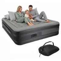 ECD-Germany Luchtbed Dario | fluweel grijs 203x157x47 cm bedaccessoires | NADUVI