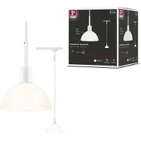 Paulmann URail hanglamp Sarrasani, signaalwit, metaal dimbaar, wit / opaal, Woon-/ Eetkamer, Glas, Modern