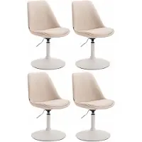 CLP Maverick Set van 4 Eetkamerstoelen - Stof creme wit