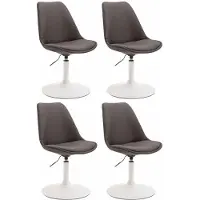 CLP Maverick Set van 4 Eetkamerstoelen - Stof donkergrijs wit