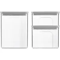 OEM Rechthoekige glazen, Tosca, wit/steenkleur, set van 3
