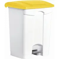 Helit Pedaalafvalbak - 70 liter - Kunststof - Wit/Geel - bxdxh 500x410x670 mm