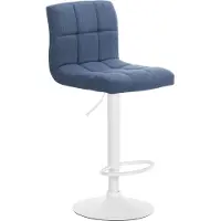 CLP Barkruk Calma - Met rugleuning - Verstelbaar - Stof - blauw wit