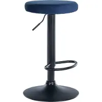 CLP Ponte Barkruk - Rond - Verstelbaar - Voetsteun - Velvet - Fluweel - zwart/blauw