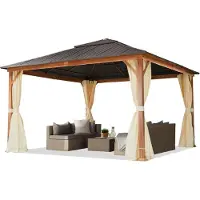 TOOLPORT Tuinpaviljoen Forest Superior crème, 4x4m met eikenhoutlook
