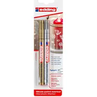 Edding glanslakmarker e-751, blister van 2 stuks, goud en zilver