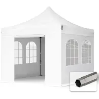 TOOLPORT 3x3 m Easy up partytent, PREMIUM staal 40mm met zijwanden (vensters), wit