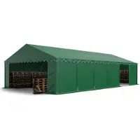 TOOLPORT Opslagtent 6x12 m met ritssluitingen - 2,0m zijwandhoogte, PVC 750, met grondframe, donkegroen