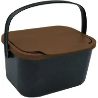 Practic Mini Bini - Bioafvalbak - inhoud 4,5 liter - Zwart met bruin deksel