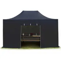 TOOLPORT 3x4,5 m Easy up partytent, PREMIUM staal 40mm met zijwanden, zwart