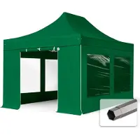 TOOLPORT 3x4,5 m Easy up partytent, PREMIUM staal 40mm met zijwanden (panorama), donkergroen