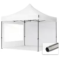 TOOLPORT 3x3 m Easy up partytent, PREMIUM staal 40mm met zijwanden (panorama), wit