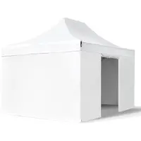 TOOLPORT 3x4,5 m Easy up partytent PVC brandvertragend met zijwanden, PREMIUM staal 40mm, wit