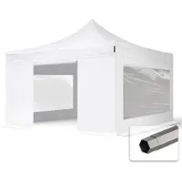 TOOLPORT 4x4 m Easy up partytent PVC, PREMIUM staal 40mm met zijwanden (panorama), wit