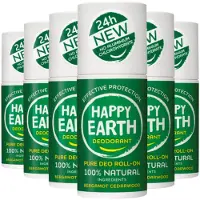 Happy Earth 6x 100% Natuurlijke Deodorant Roller Bergamot Cedarwood 75 ml