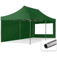 TOOLPORT 3x6 m Easy up partytent, PREMIUM staal 40mm met zijwanden (panorama), donkergroen