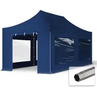 TOOLPORT 3x6 m Easy up partytent, PREMIUM staal 40mm met zijwanden (panorama), blauw