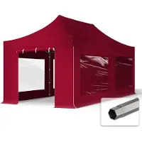 TOOLPORT 3x6 m Easy up partytent, PREMIUM staal 40mm met zijwanden (panorama), rood