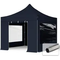 TOOLPORT 3x3 m Easy up partytent, PREMIUM staal 40mm met zijwanden (panorama), zwart