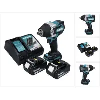 Makita Boormachine + slagboor, DTW 700 RG Accu-slagmoersleutel 18 V 700 Nm 1/2" XPT Borstelloos + 2x accu 6.0 Ah + lader (Oplaadbare batterij)