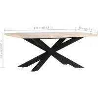 vidaXL Eettafel 180x90x76 cm massief gebleekt mangohout