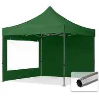 TOOLPORT 3x3 m Easy up partytent, PREMIUM staal 40mm met zijwanden (panorama), donkergroen