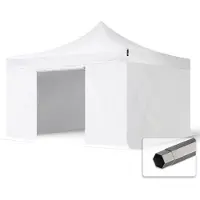 TOOLPORT 4x4 m Easy up partytent PVC, PREMIUM staal 40mm met zijwanden, wit