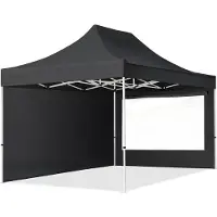 TOOLPORT 3x4,5 m Easy up partytent, ECONOMY staal 30mm met zijwanden (panorama), zwart