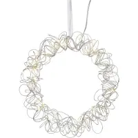 Relaxdays LED lichtkrans - Ø 30 cm - raamdecoratie binnen - hangend - sfeerlamp op batterijen - zilver