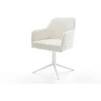 DELIFE Draaistoel Greg-Flex bouclé zacht beige kruispoot wit 360° draaibaar rocker-functie pocketveer kern
