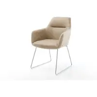 DELIFE Eetkamerstoel Pejo-Flex microvelours beige vintage slipframe roestvrij staal pocketveer kern