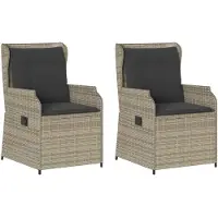 vidaXL Tuinbank 2 st Lichtgrijs poly rattan