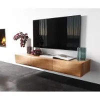 DELIFE Tv-meubel New Live-Edge 145 cm acacia natuur 3 deurs zwevend