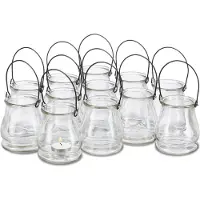 Relaxdays windlicht - set van 12 - glas - binnen - buiten - 10 cm hoog - transparant