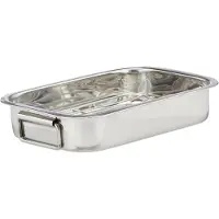 Relaxdays braadslede met rooster - edelstaal - ovenschaal - braadpan - braadslee - zilver S