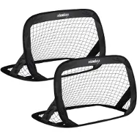 Relaxdays pop-up voetbaldoel - set van 2 - opvouwbaar - tuin - 77 x 122 x 83 cm - zwart
