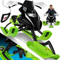 Kesser Stuurslee | sneeuw slee met 2 Voetremmen | Automatisch Trekkoord | Vering | Slipsturen | Bob Kinderslee Slee | Skibob Stuurslee | - Groen
