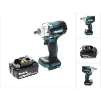 Makita Boormachine + slagboor, DTW 300 G1 Accu-slagmoersleutel 18 V 330 Nm 1/2" Borstelloos + 1x accu 6.0 Ah - zonder lader (Oplaadbare batterij)