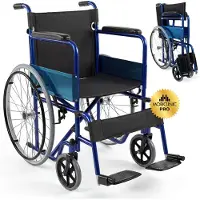 Mobiclinic Alcázar - Rolstoel - Inklapbaar - Lichgewicht - Orthopedisch - Max. 100 kg - Opklapbare voetsteunen - Zitbreedte 46 cm - Parkeerrem - Blauw