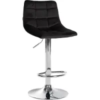 CLP barkruk Jerry, bekleed met fluweel, in hoogte verstelbaar en 360 graden draaibaar | Kleur: zwart. Frame: chroom