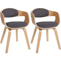 CLP Set van 2 stoelen Kingston, bekleed met stof en voorzien van een stevig houten frame, naturel/lichtgrijs. Framekleur: naturel