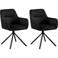 CLP Tipton Set van 2 Eetkamerstoelen - met rugleuning - klassiek - draaibaar - stof - Stof/zwart
