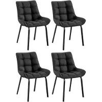 CLP Saranda Set van 4 eetkamerstoelen - Stof titanium grijs zwart