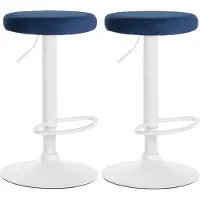 CLP Ponte Set van 2 barkrukken - Verstelbaar - Velvet - Fluweel - wit/blauw
