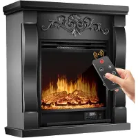Kesser Sfeerhaard Elektrisch Haard 1800W met LED Vlammen Dimbaar - Electrische Kachel met Timer & Afstandsbediening - Elektrische Verwarming met Thermostaat - Villa Zwart