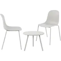 CLP Mindin tuinset - voor de tuin - loungeset - Set van tafel Minot en 2 x stoel Hardin - UV-bestendig - Tuinmeubelen - licht grijs